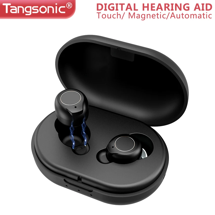 Tangsonic Digital In Ear Hearing Aid Mini Rechargeable Audio Sound Amplifier for Deafness Men Women Deaf Adults Touch Control