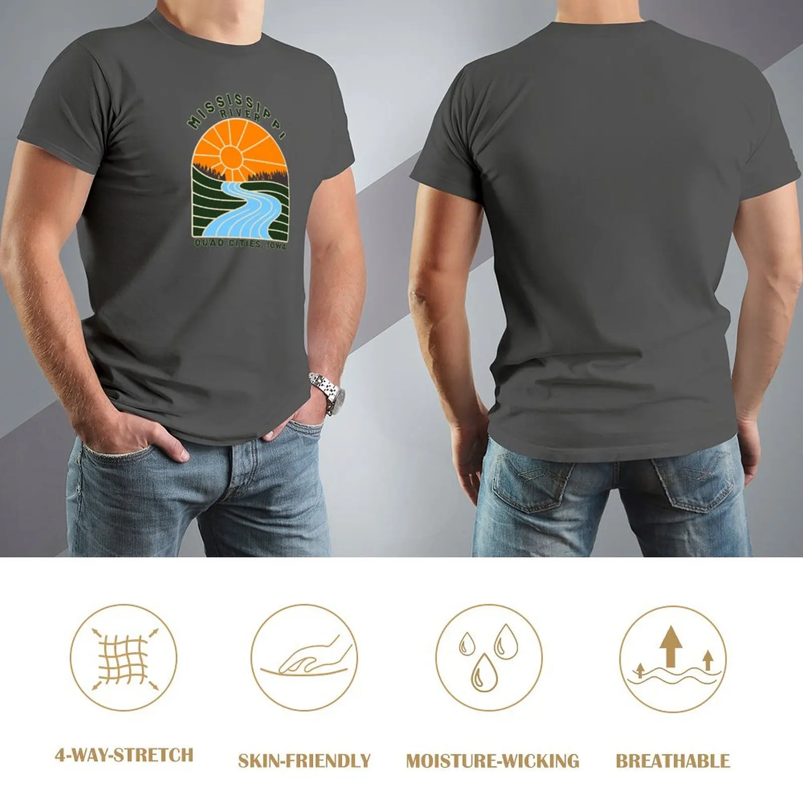 Футболка Mississippi Quad Cities Iowa хлопковые футболки с рисунком винтажная забавная