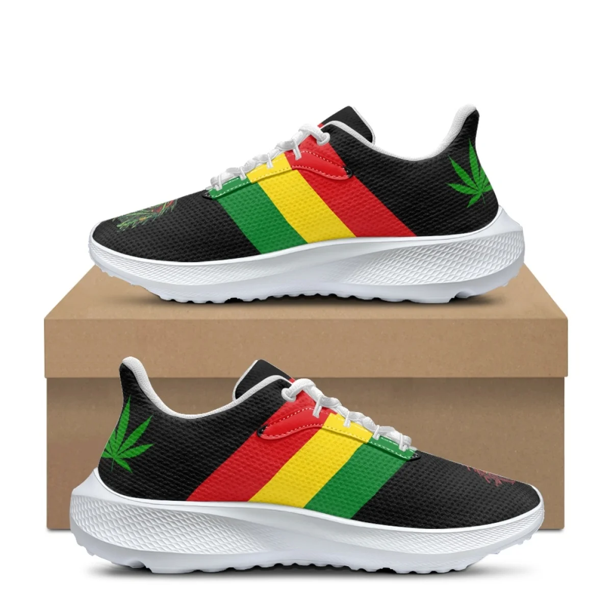 Jamaica Rastafari Flag Pattern Female Flat Shoes Comfortable Sneakers for Women Lace Up Footwear Flex Control Zapatillas Mujer