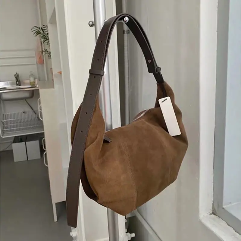 Hobo Messenger Bags Men Women Soft Slouchy Shoulder Crossbody Bag School Book Satchel Student Pouch with Zipper Single Backpack
