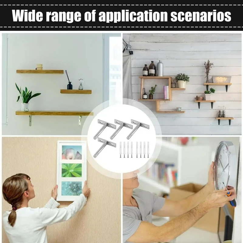 Floating Shelf Brackets Heavy Duty 3 Inch Metal Wall Shelving Holders Supports