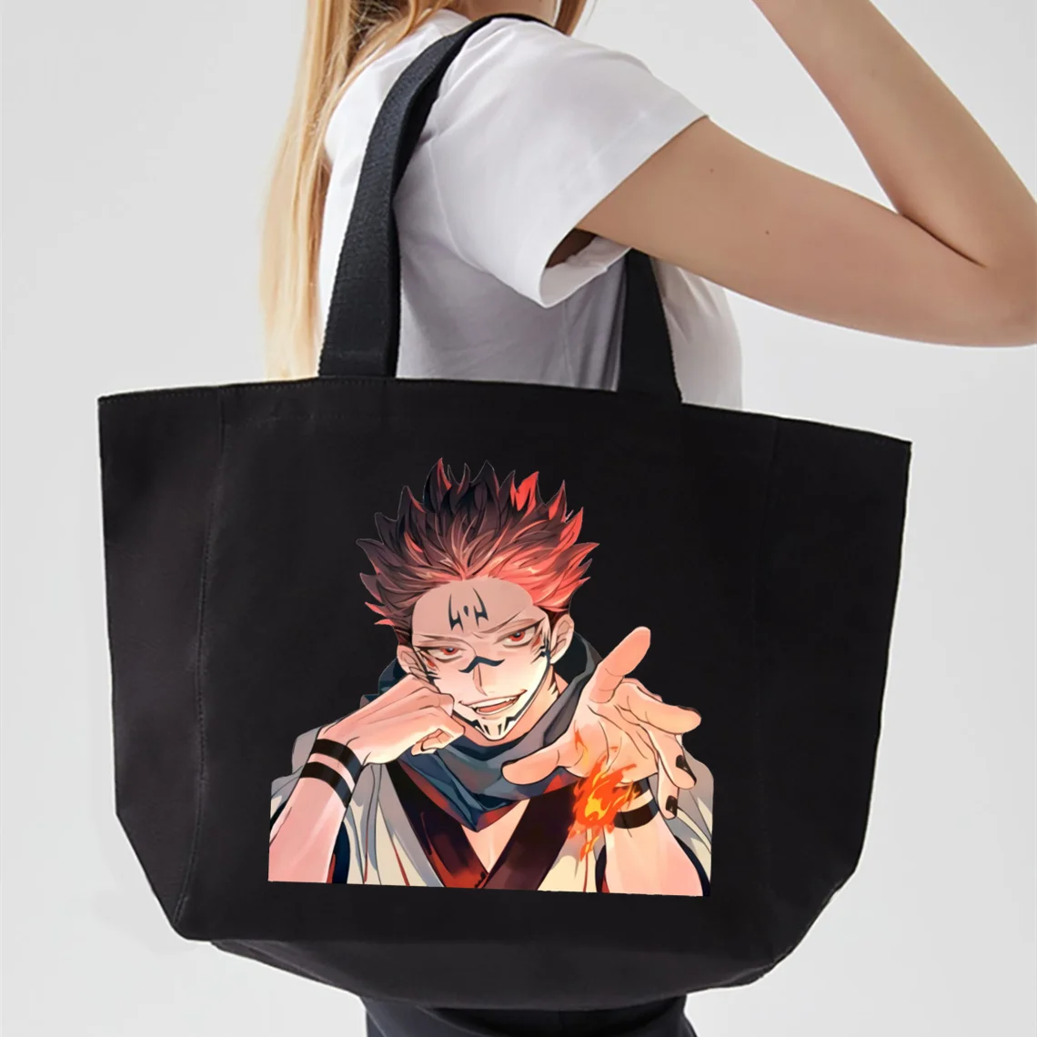 

Jujutsu Kaisen Canvas Bag Women's Handbags Shopper High-capacity Canvas Shopping Bags Fashion