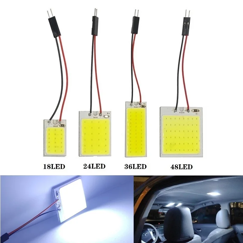 1pcs Car Interior Festoon LED Signal Bulbs 31mm 36mm 39mm 41/42mm C5W 168 COB Reading Lights T10 White Dome License Plate Lamp images - 6