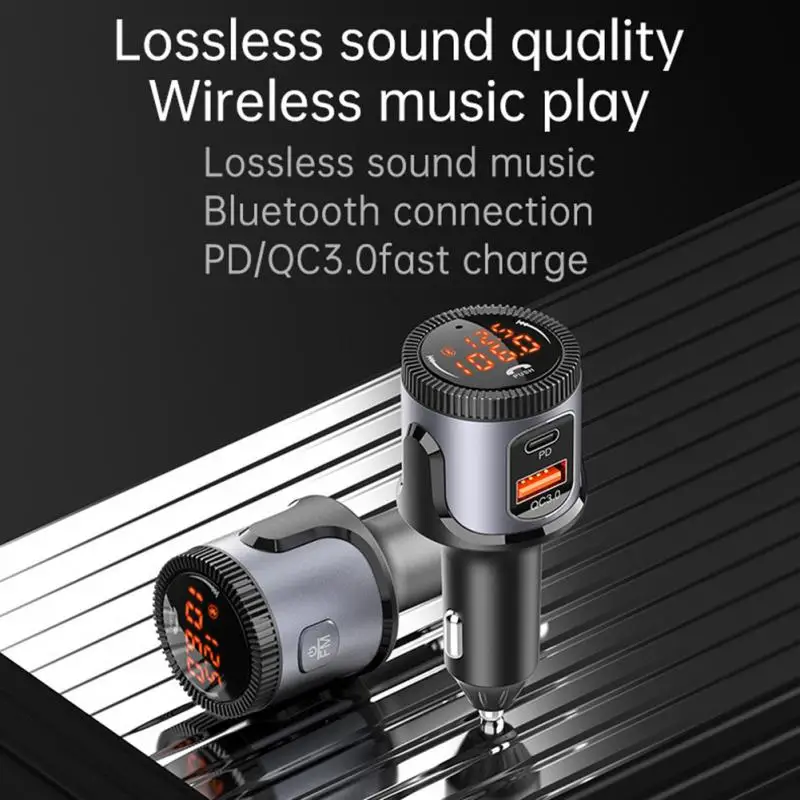 

BC72 New Product Car Fast Charger PD Charger QC 3.0 Bluetooth Compatible Hands-Free FM Transmitter Dual Display Car Charger