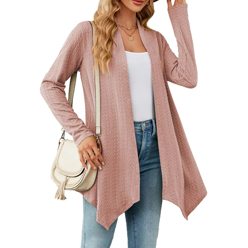 

Autumn Winter Women's Open Stitch Sweaters New Solid Color Loose Long Sleeve Simplicity Thin Cardigan Jumpers