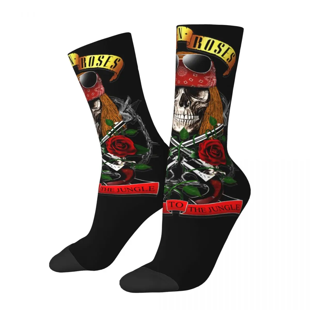 

Axl Rose Skull Theme Crew Socks Guns N Roses Accessories for Male Flexible Crew Socks