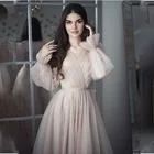Элегантное Телесно-розовое искусственное Тюлевое платье с V-образным вырезом Длинные вечерние платья для женщин 2022 Новые платья невесты