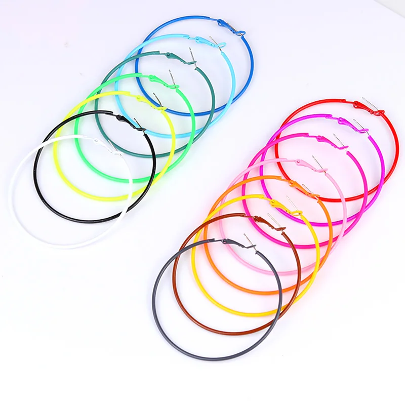 

Womens Candy Color Big Ear Ring Female Temperament Earrings Big Circle Earrings Party Jewellry Accessories Supplies New Fashion
