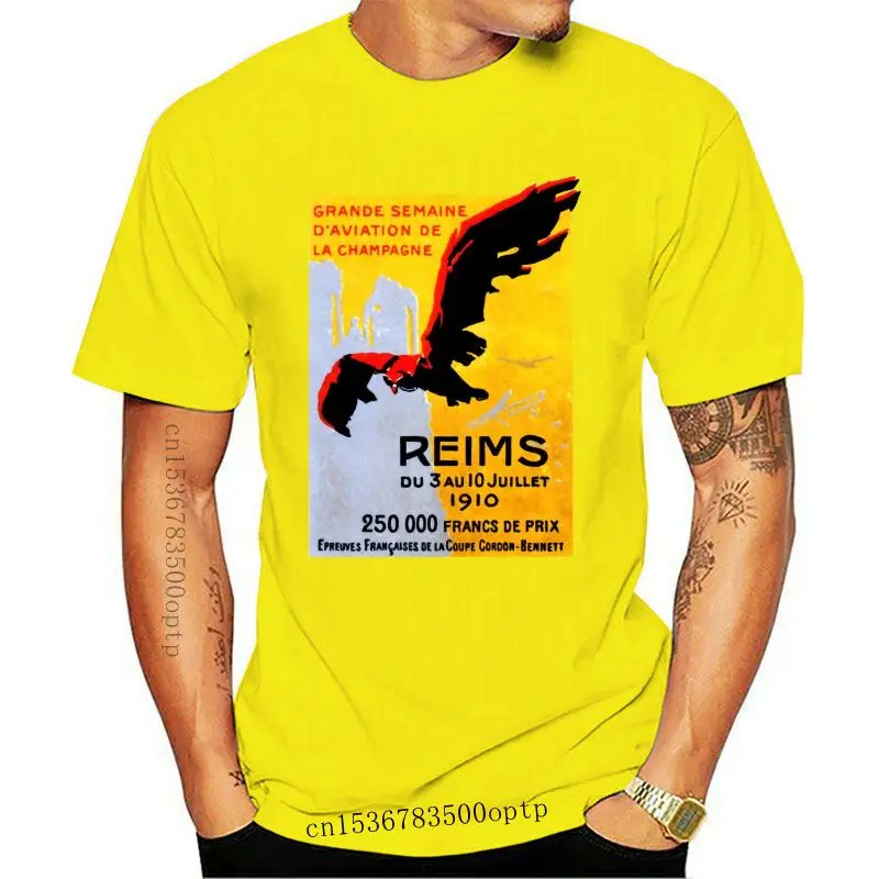 

Camiseta de Air Show in Reims Francia, póster vintage de arte vintage, aviación, avión, historia de la aviación, novedad de 1910