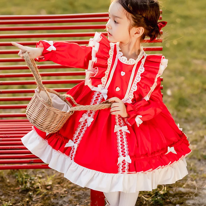 

Новинка Осенняя юбка в стиле "Лолита" для девочек среднего и младшего возраста платье принцессы для детей одного года испанское детское платье