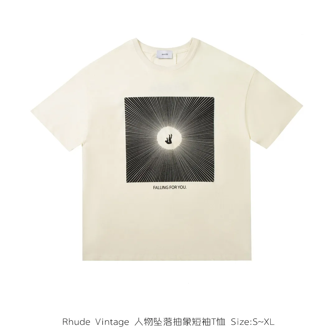 

Rhude 2022ss Vintage T Shirt Men Women Couple 100% Cotton T-shirt Hip Hop High Street Oversize Tee