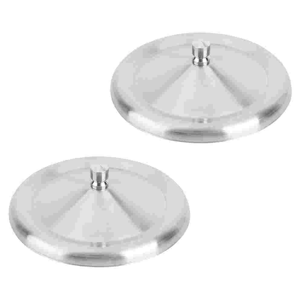 

2 Pcs Stainless Steel Lid Cup Lids Ceramic Dust-proof Cover Round Covers Espresso Cups Headband