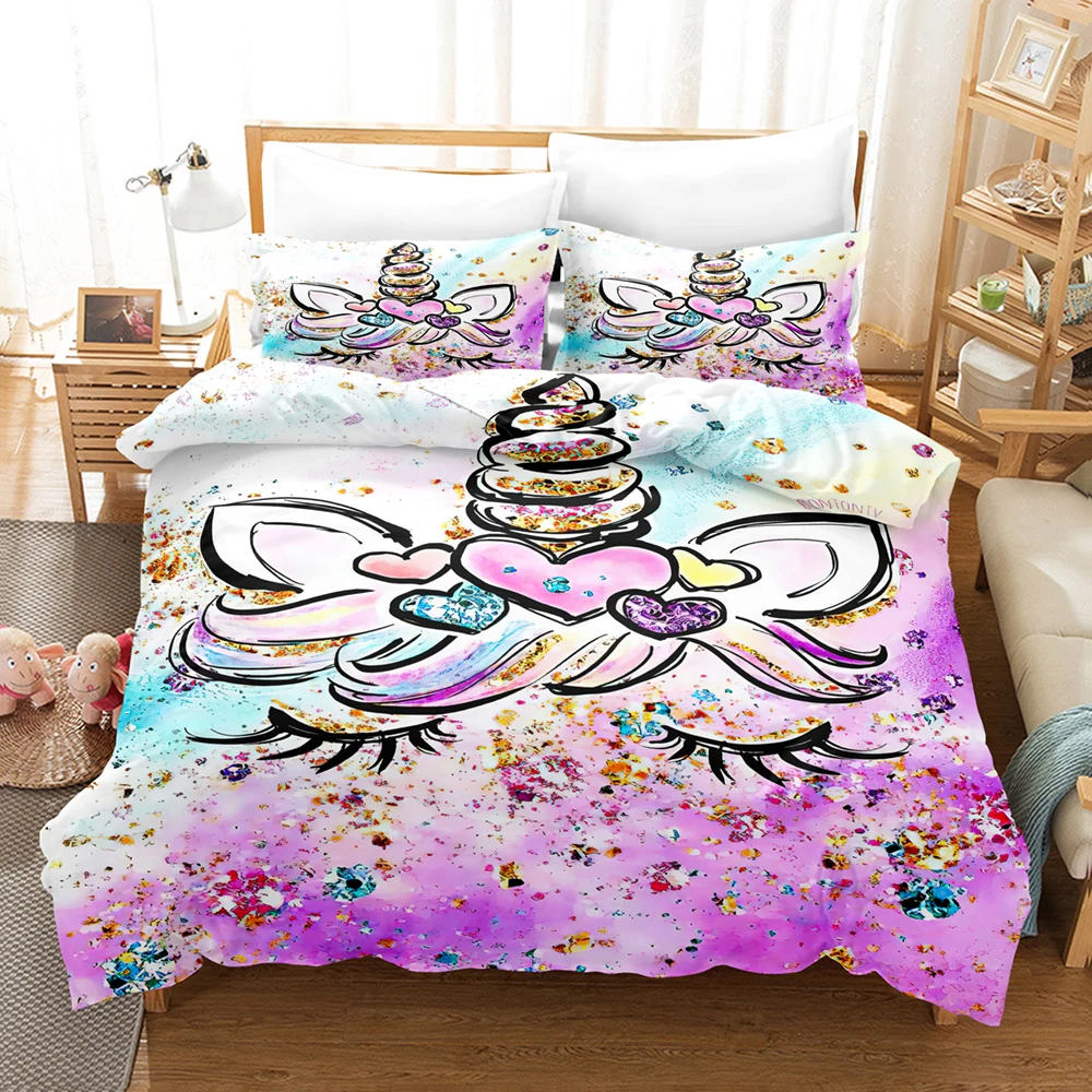 

3D Cartoon Bedding Set Colourful Pattern Duvet Cover Comforter Bed Double King Size Adult Kids Boy Girl Bed Accessorie