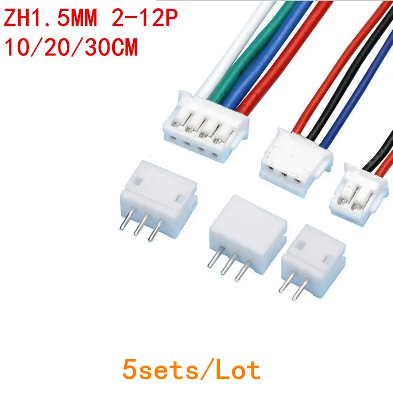 

5SetS Mini Micro ZH 1.5 2/3/4/5/6/7/8/9/10Pin JST Connector with 10/20/30cm Length Wires Cables with 2/3/4/5/6/7/8/9/10P Housing