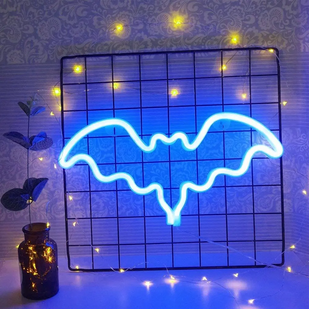 

Ночной светильник в форме летучей мыши, неоновый светильник, красочная светодиодсветодиодный неоновая лампа, ночник для детской комнаты, б...