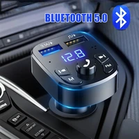 car hands free bluetooth compaitable 5 0 fm transmitter car kit mp3 modulator player handsfree audio receiver 2 usb fast charger