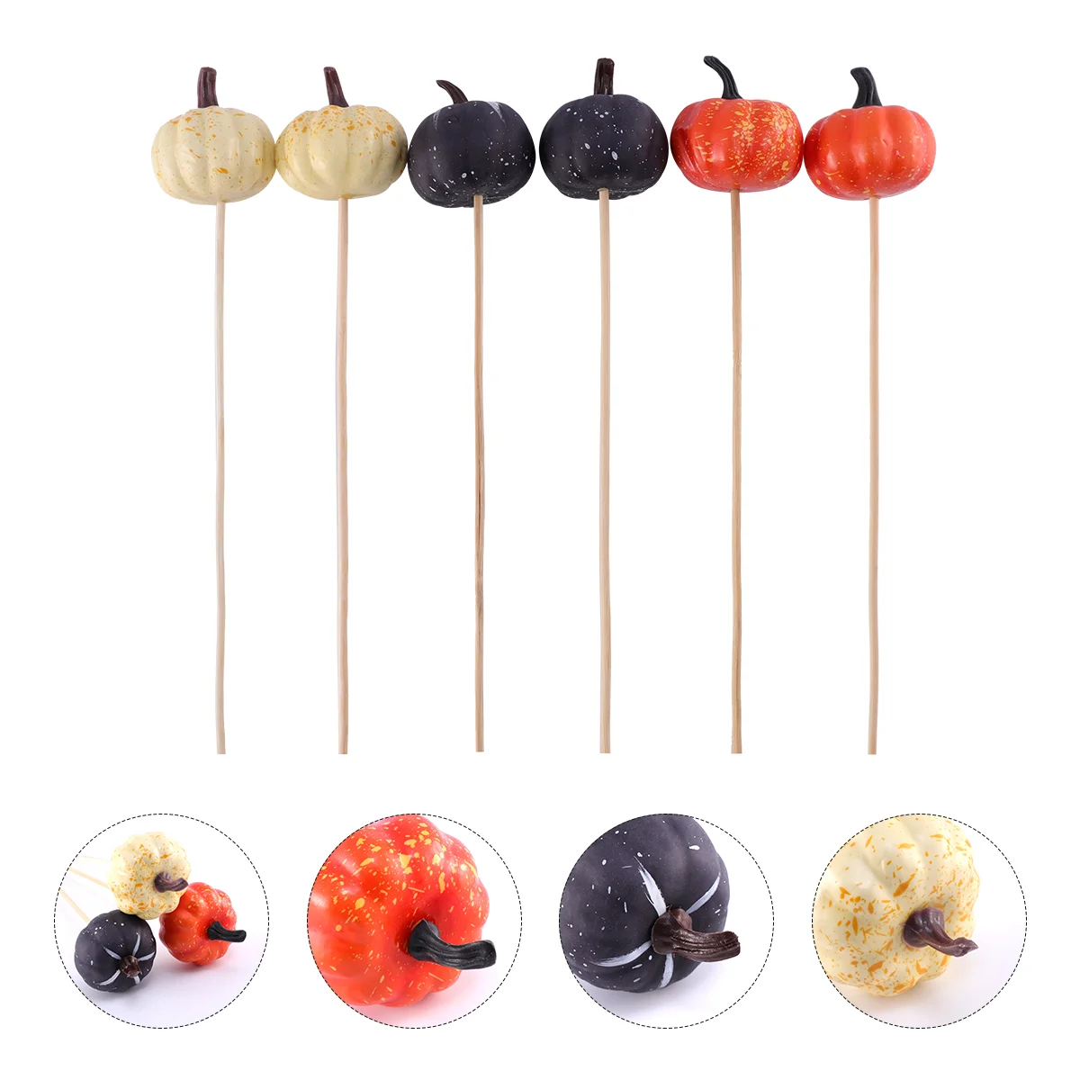 

6pcs Pumpkin Adornment Pumpkin Topper for Bouquet Photo Props Cake Toppers