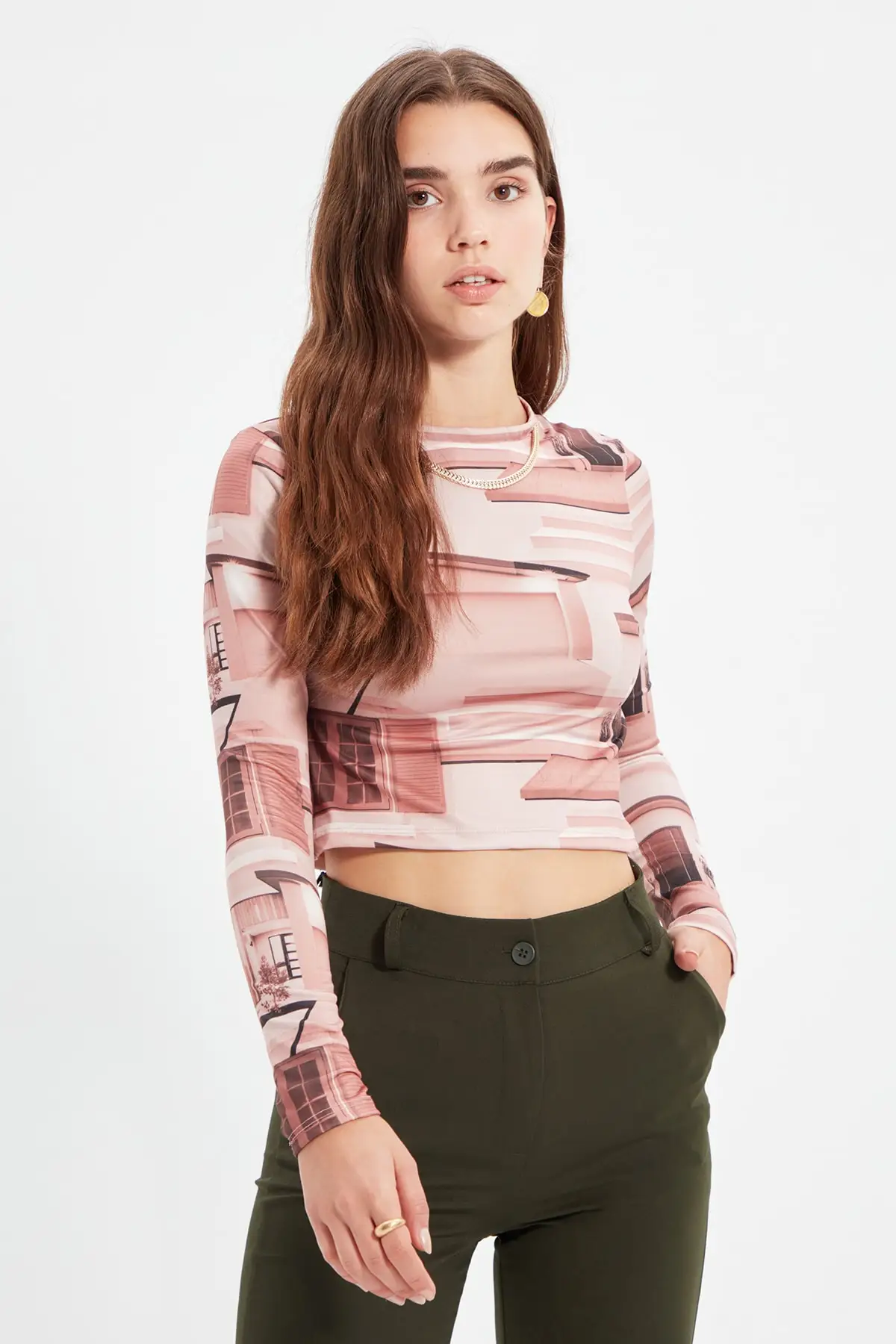

Trendyol Upright Collar Zipper Crop Knitted Blouse TWOAW22BZ0896