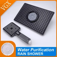 VGX Square Rain Shower Head Rainfall With Handheld High Pressure Shower Set for Bathroom Shower System Bathroom Accessories Grey