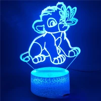 disney the lion king simba 3d night light creative childrens gift new peculiar colorful touch remote control led table lamp