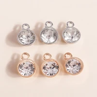 10pcs 10x13mm cute small crystal round charms pendants for jewelry making girls fashion earrings necklaces diy craft accessories