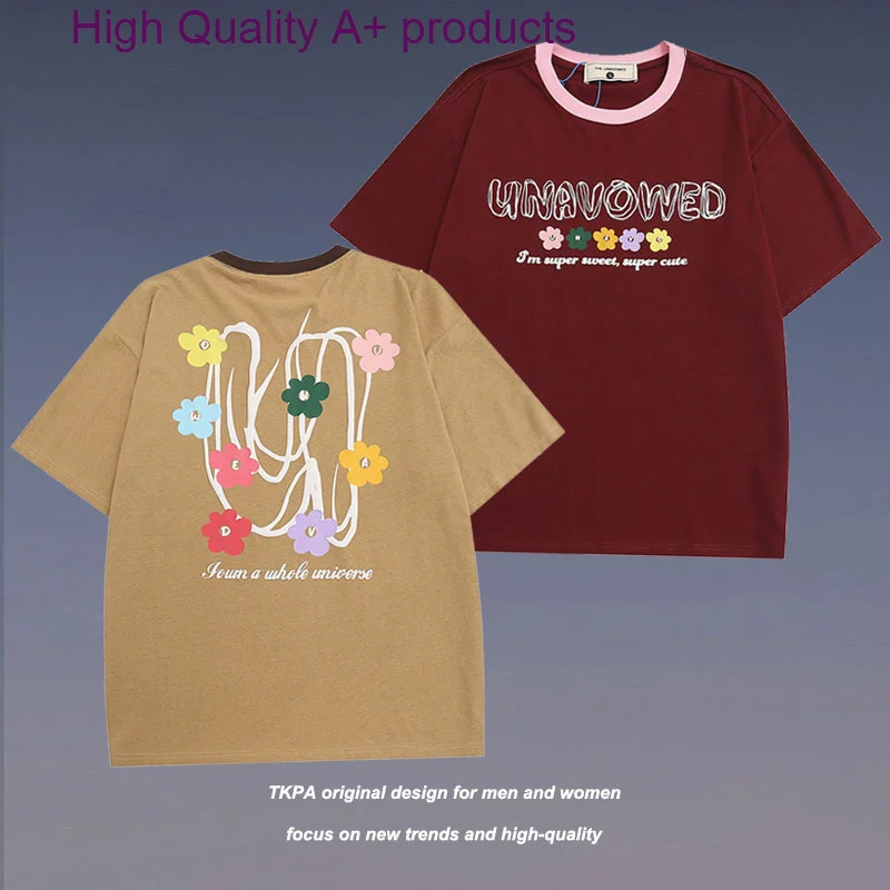 

Оригинальная летняя уличная мода, брендовая Милая крутая футболка с принтом и коротким рукавом для мужчин и женщин, Повседневная футболка для влюбленных