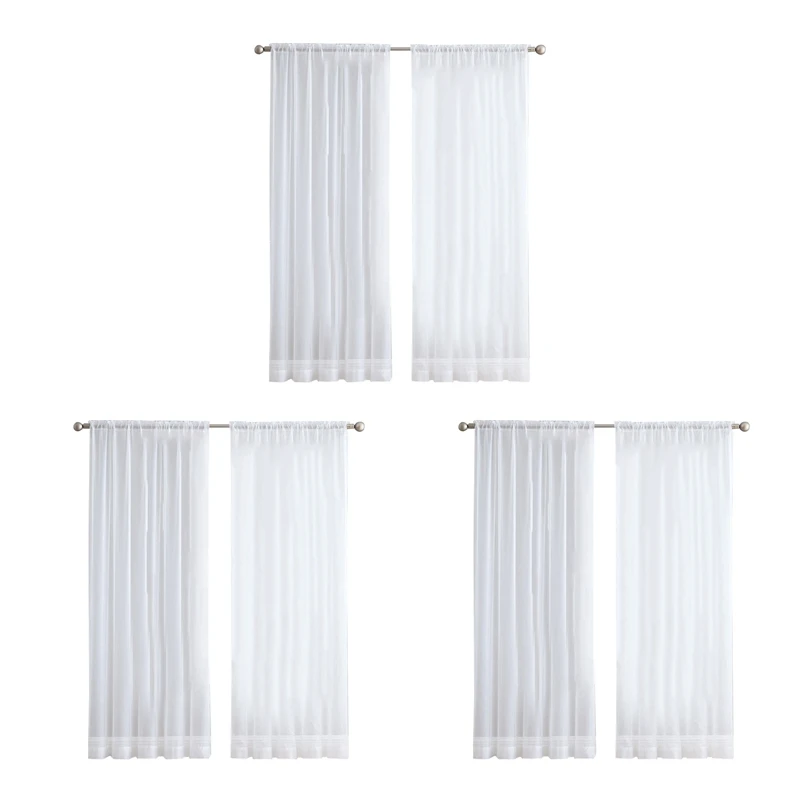 

Hot SV-6Pcs Super Soft Great Hand Feeling White Tulle Curtains For Living Room Decoration Modern Veil Chiffon Solid Sheer Voile