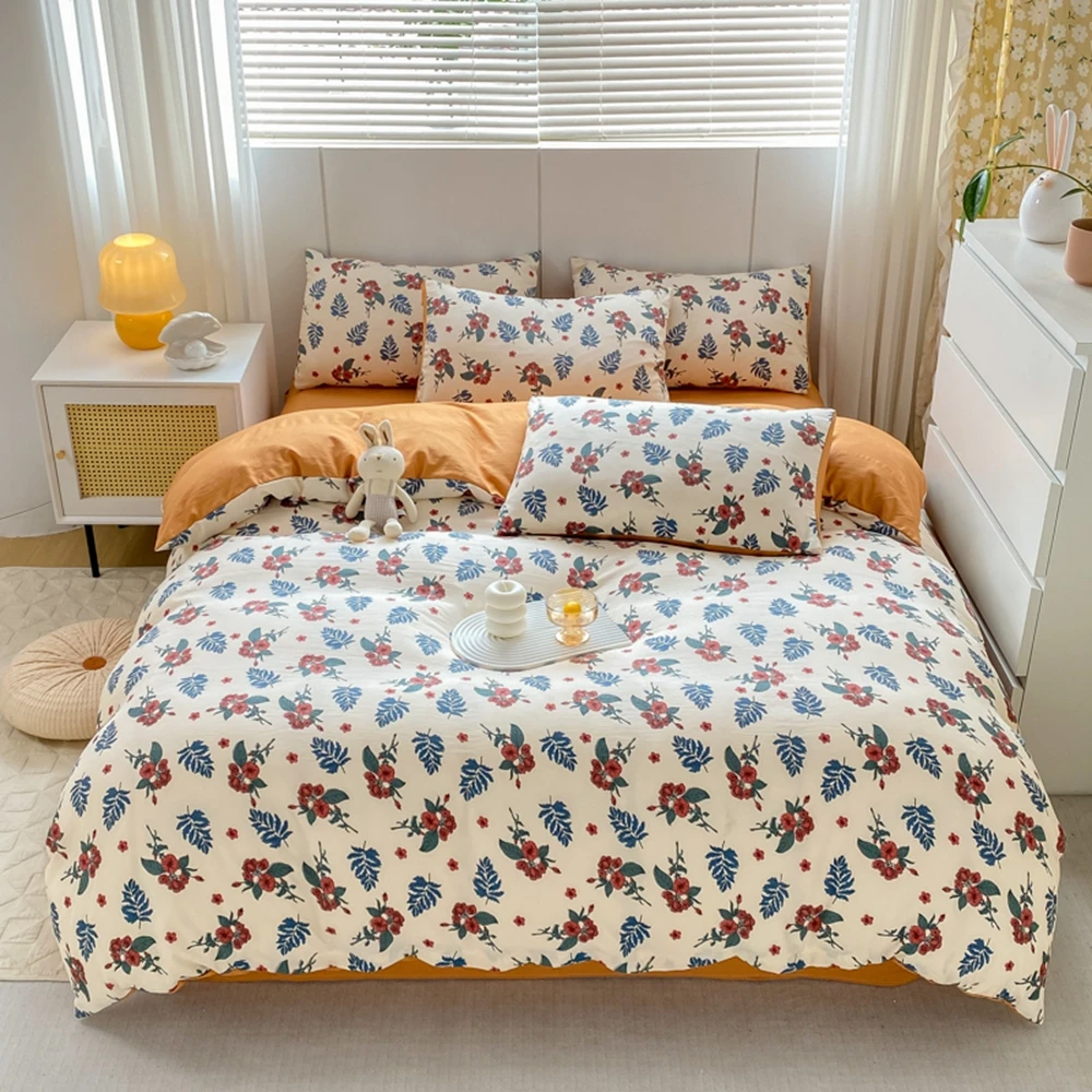 

1pc Wash Cotton Duvet Cover Patoral Style Quilt Cover Queen Size dekbedovertrek 240x220 Double Bed Cover (pillowcase need order)