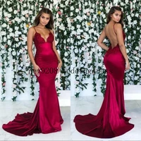 prom party dresses 2022 new sexy spaghetti straps mermaid backless sleeveless lace applique formal evening gowns cheap