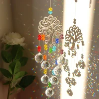 crystal suncatcher prisms hanging rainbow chaser crystal wind chime tree of life for window curtains pendant garden decoration