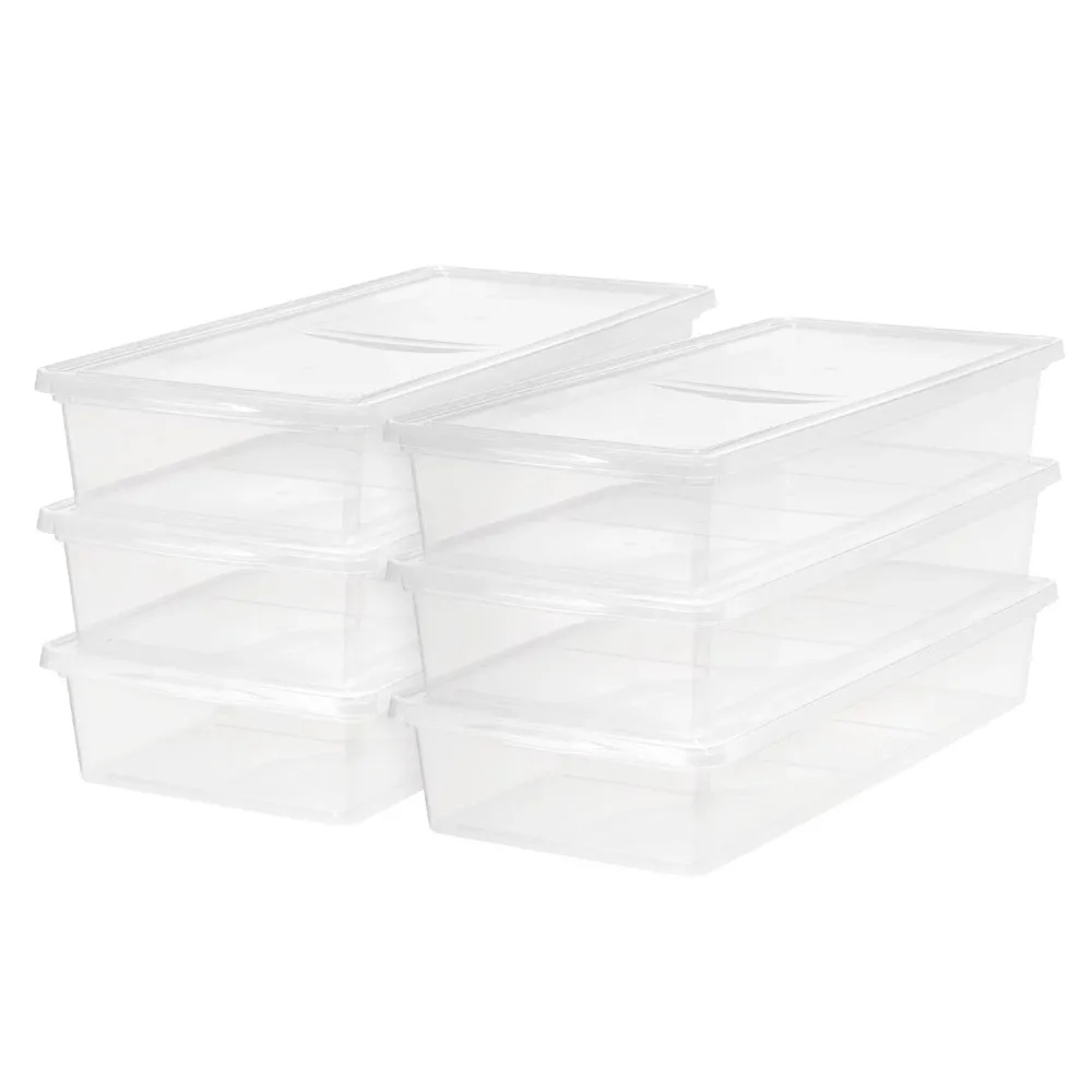 

Mainstays 41 Quart Plastic Under Bed Storage Box For Adults Sized Clothing or Blankets, Clear, Set of 6