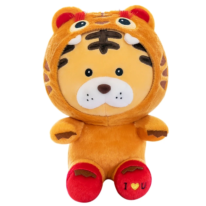 

24Cm Tiger Figurine Plush Toy Children Toy Doll Animal Tiger Symbol Stuffed Toy New Year 2022 Toy