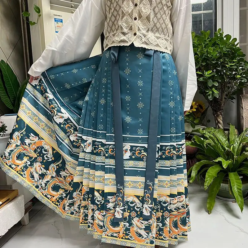 Юбка с изображением лошади оригинальная Женская юбка ханьфу династии Мин