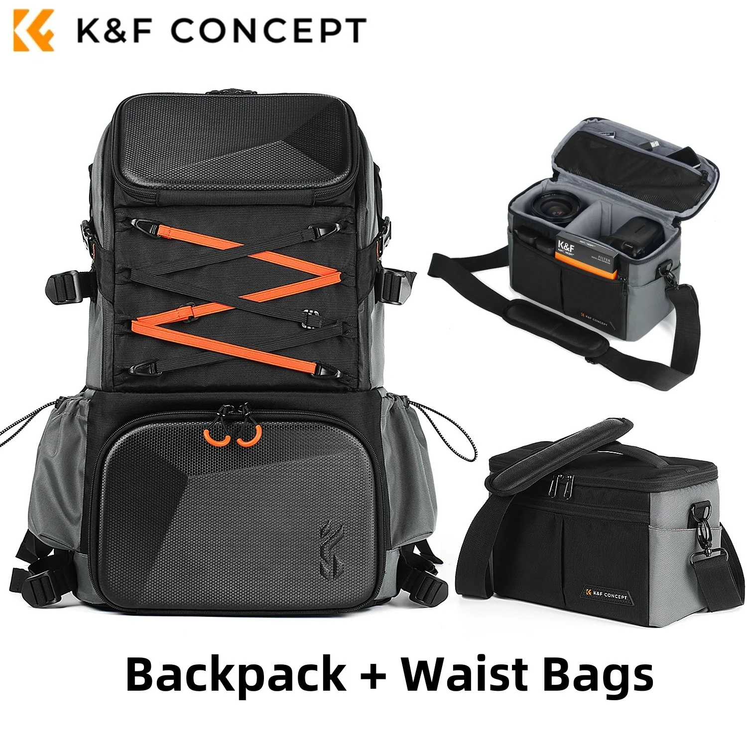Фото Рюкзак-трансформер K&F CONCEPT 32L 2-в-1 для фотоаппаратов Canon и Sony DSLR, с отделением для ноутбука, водонепроницаемый, с чехлом от дождя №2
