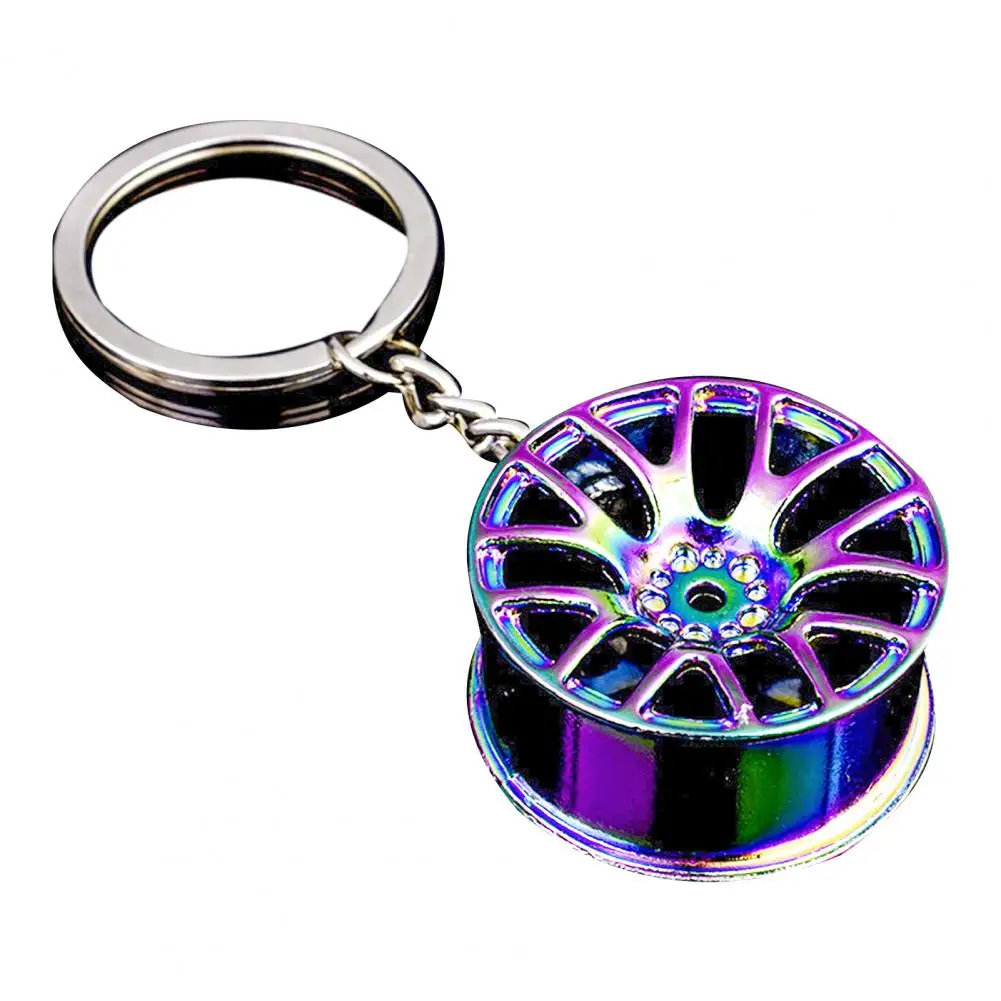 

Keychain Colorful Wheel Hub Shape Zinc Alloy Cool Pendant Accessory for Car Key