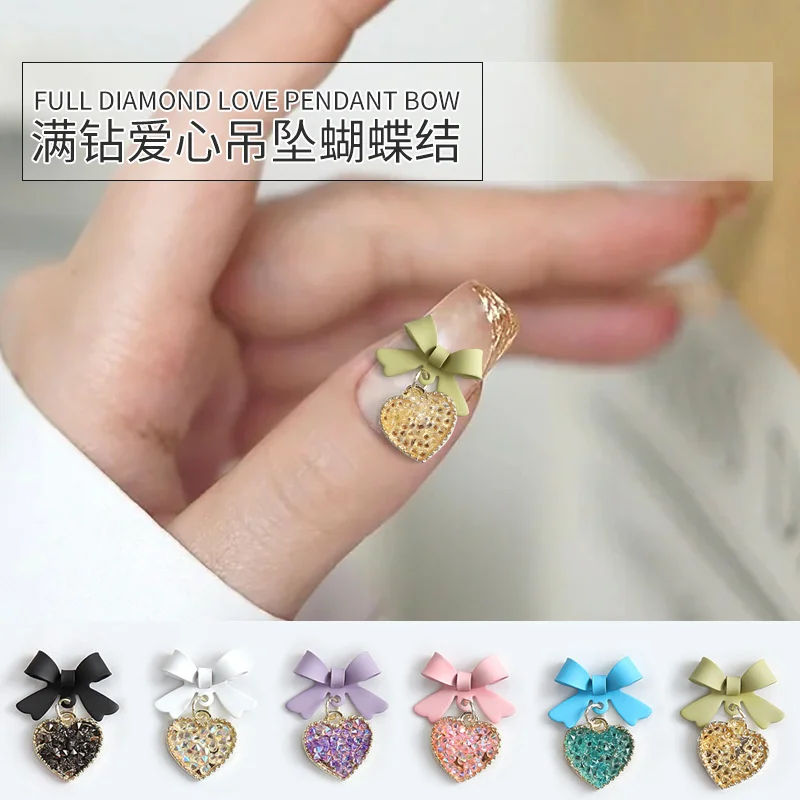 

10pcs Colorful Crystal Rhinestones Nail Art Charms Jewelry Alloy Waterdrop Bow Nail Decorations DIY Kawaii Manicure Accessories