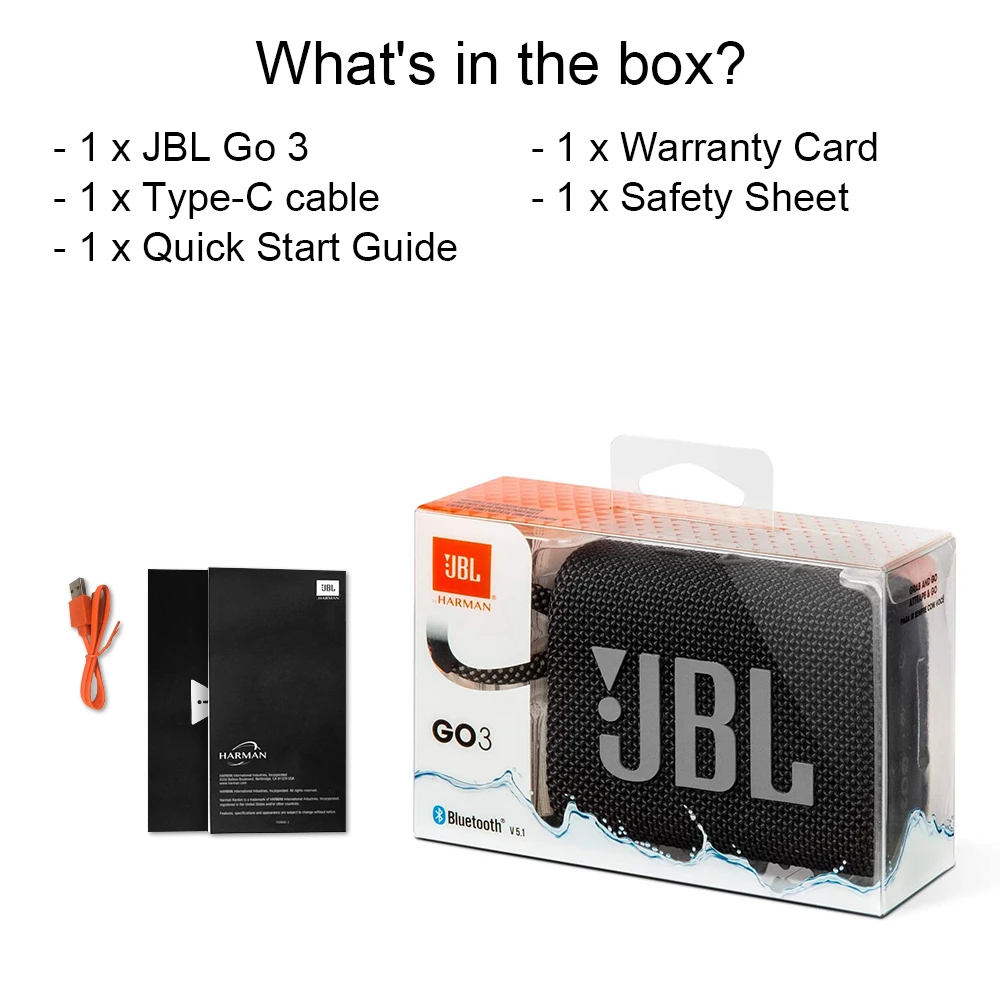 Оригинальная Беспроводная Bluetooth-Колонка JBL GO3 портативная Водонепроницаемая