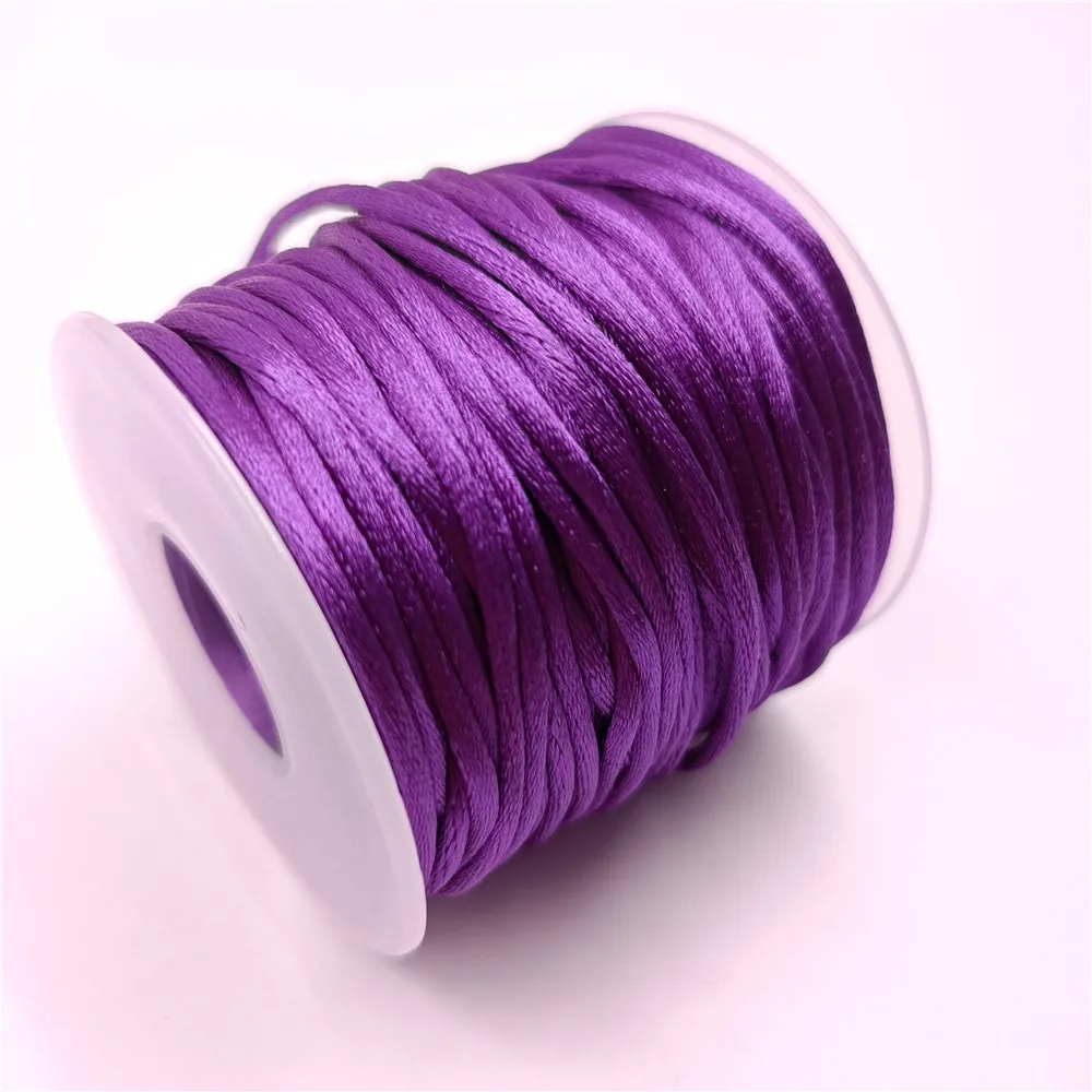 

2 мм 10-225 метра фиолетовый погремушечный атласный шнур нить китайский узел макраме браслет плетеный шнур DIY кисточки вышивка бисером нить