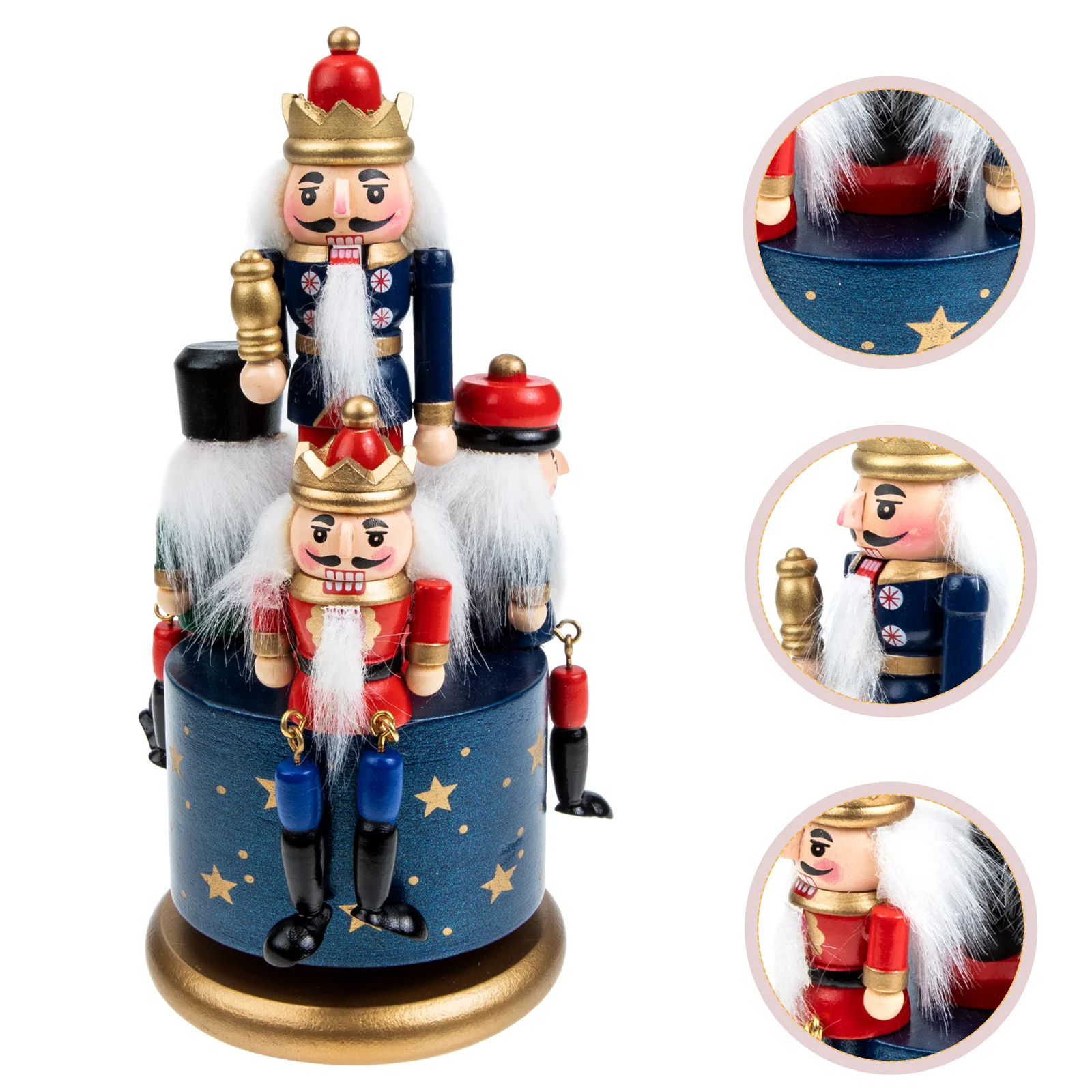 

Boxnutcracker Christmas Musicalwooden Soldier Rotating Forbirthday Gift Ornamentboysdesktop Wind Vintage Clockwork