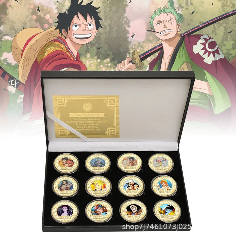 

Bandai One Piece Gold-plated Gold Coin Luffy Nami Commemorative Coin Children Classic Anime Peripheral Collection Souvenir Toys