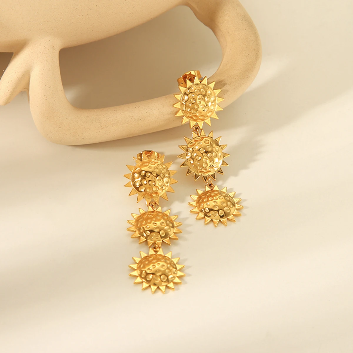 Серьги-гвоздики с подвеской в форме подсолнуха из нержавеющей стали женские