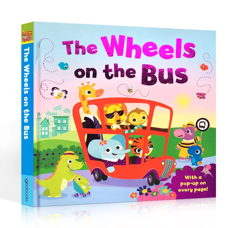 

Milu оригинальный английский подарок аудио колеса на автобусе Выдвижная 3D игрушка книга для картин детская ринма