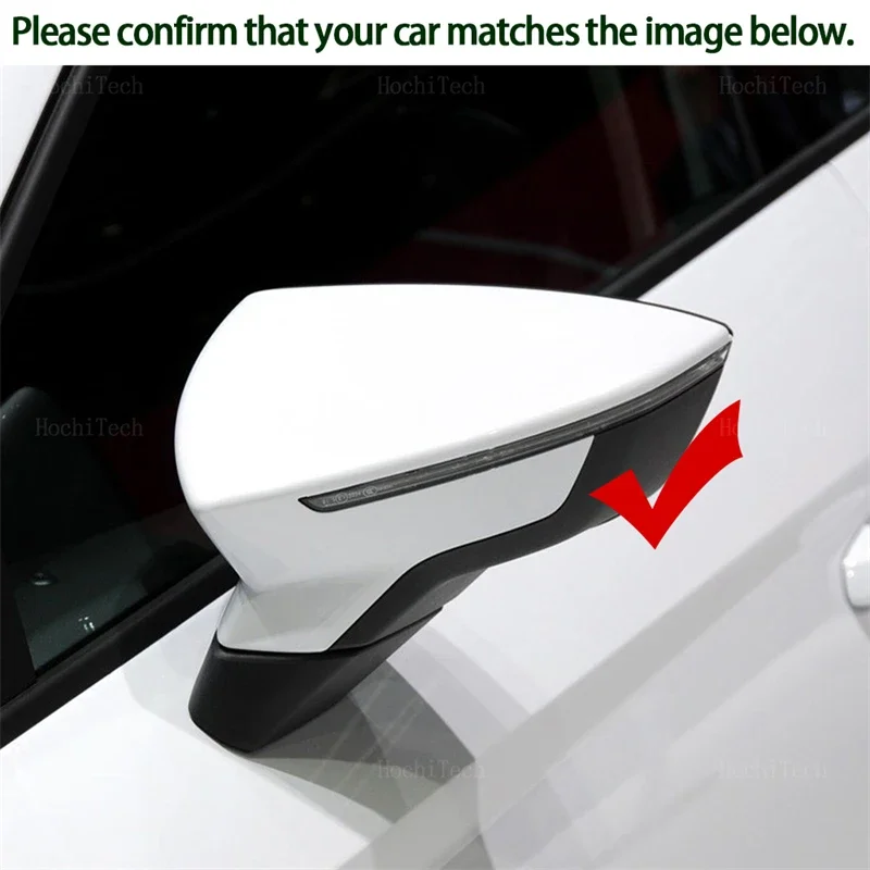 Фото Глянцевые черные накладки на зеркала для Seat Leon 5F III, Ibiza 6F V, KJ1, Arona KJ7, с эффектом карбона, аксессуары для боковых зеркал заднего вида №2