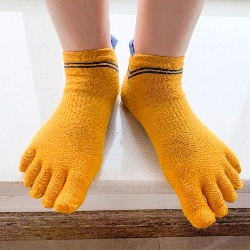 5 Pairs Summer Sports Socks with Toes Short Combed Cotton Soft Foot Arch Support Five Finger Socks Quality Ankle Socks for Men