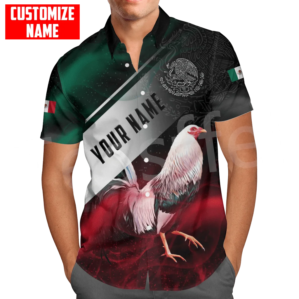 Mexican Rooster Cook Chicken Animal Tattoo Camo Retro 3DPrint Summer Streetwear Collar Casual Hawaiian Shirts Short Sleeves X1