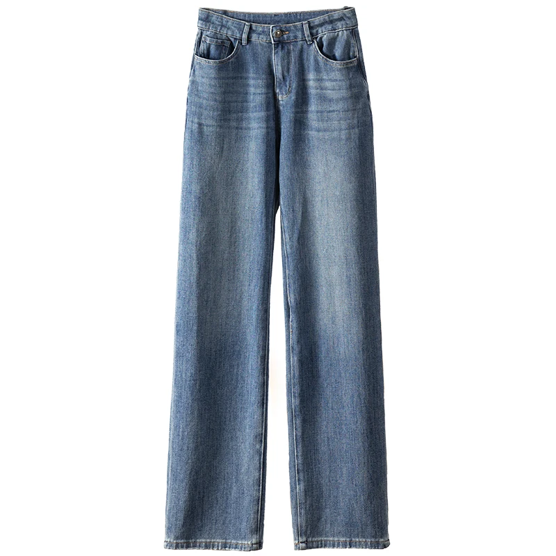 67.9% Cotton Streetwear Women High Waist Jeans Full Length Straight Zipper Fly  Pantalon Vintage Mujer  High Waisted Jeans