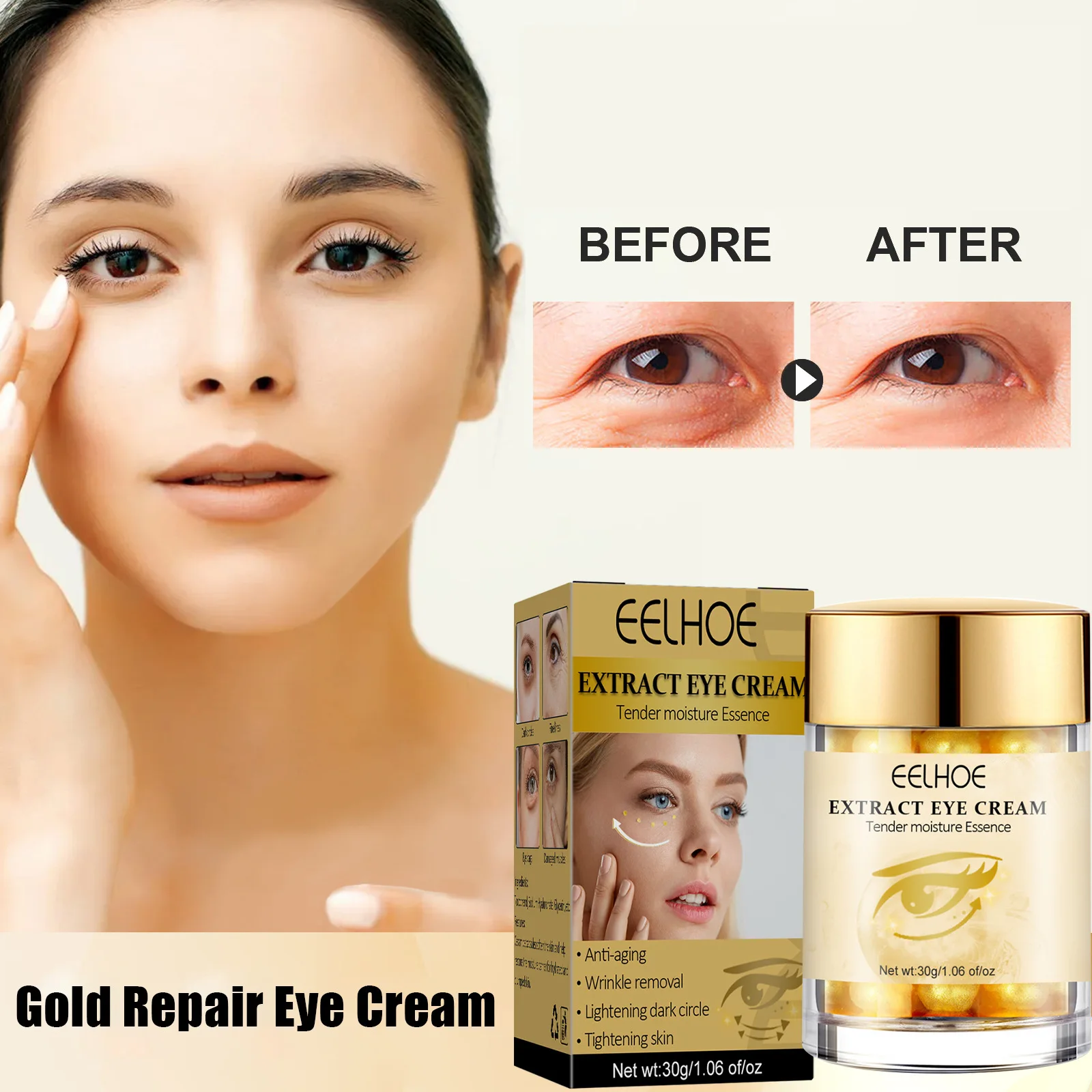 Gold Revitalizing Repair Eye Cream Eye Firming Lifting Lightening Dark Circles Skin Firming Fine Lines