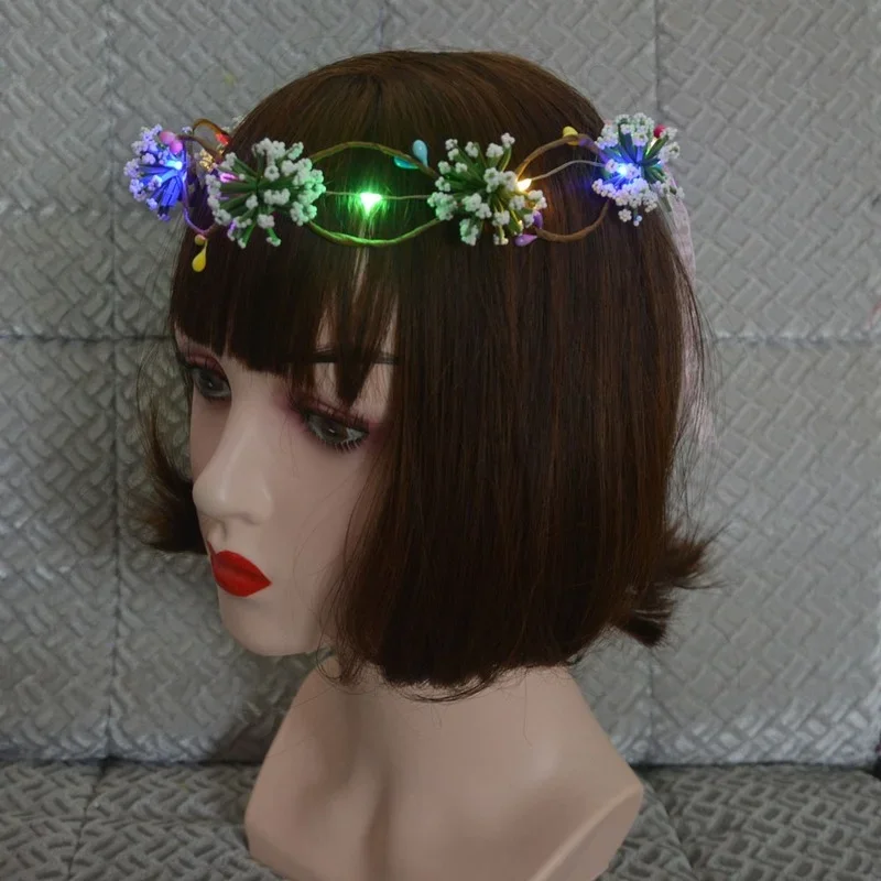 Светящаяся гирлянда вечерние Корона повязка на голову с цветком светодиодный