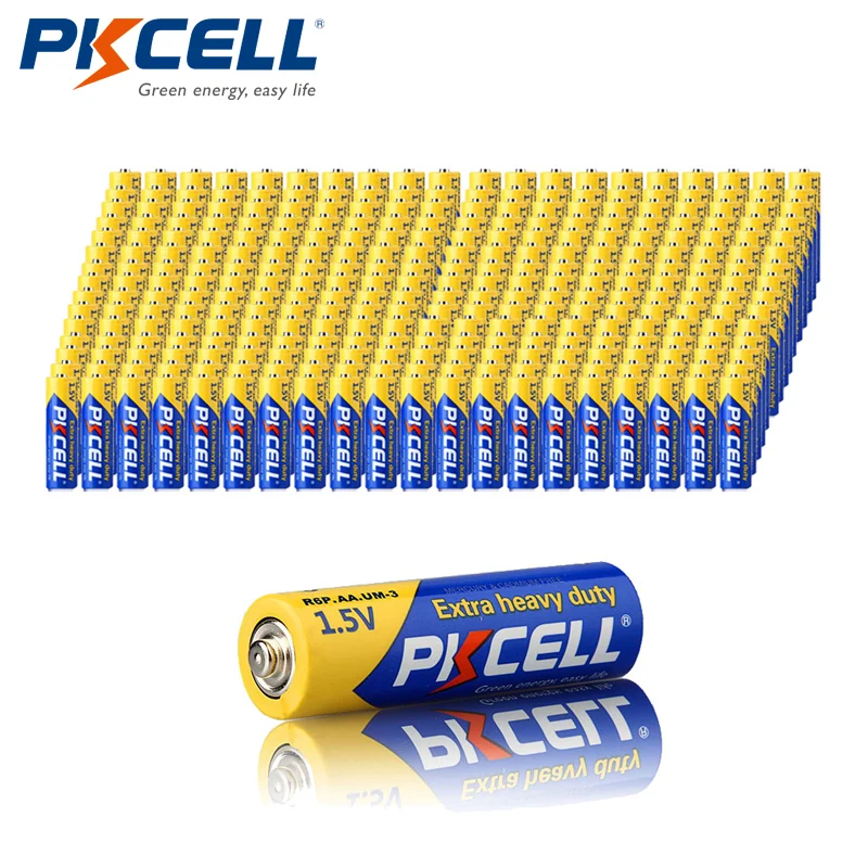 

100Pcs/lot PKCELL R6P 1.5V AA Battery Super Heavy Duty 1.5Volt R6 UM3 AA Carbon Dry Battery 2A Batteries Bateria Baterias