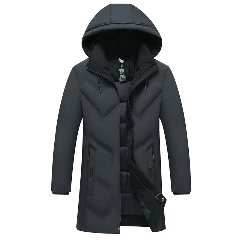 Men Winter Jacket For Men Coat Solid Color Men's Park Long Warm Parkas Warm Male Thick Slim Fit Outerwear 4XL Black